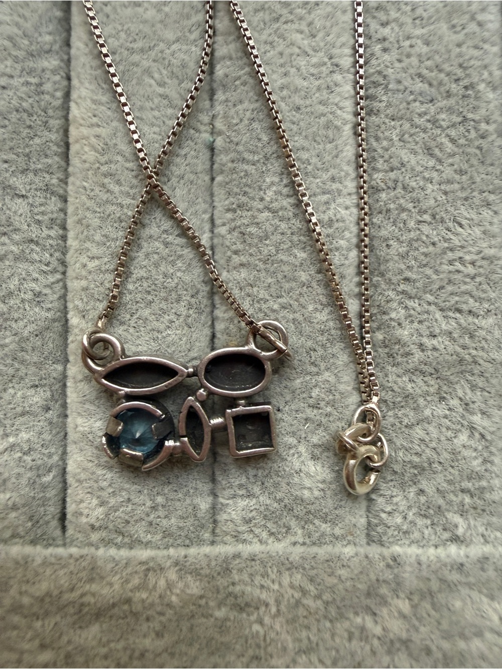 Sterling Silver Blue Gemstone Pendant Necklace